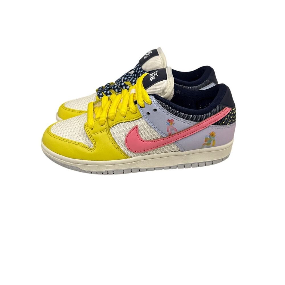 Nike SB Dunk Low 'Be True' Xavier Schipani Yellow White Sneakers Size Men's 6.5